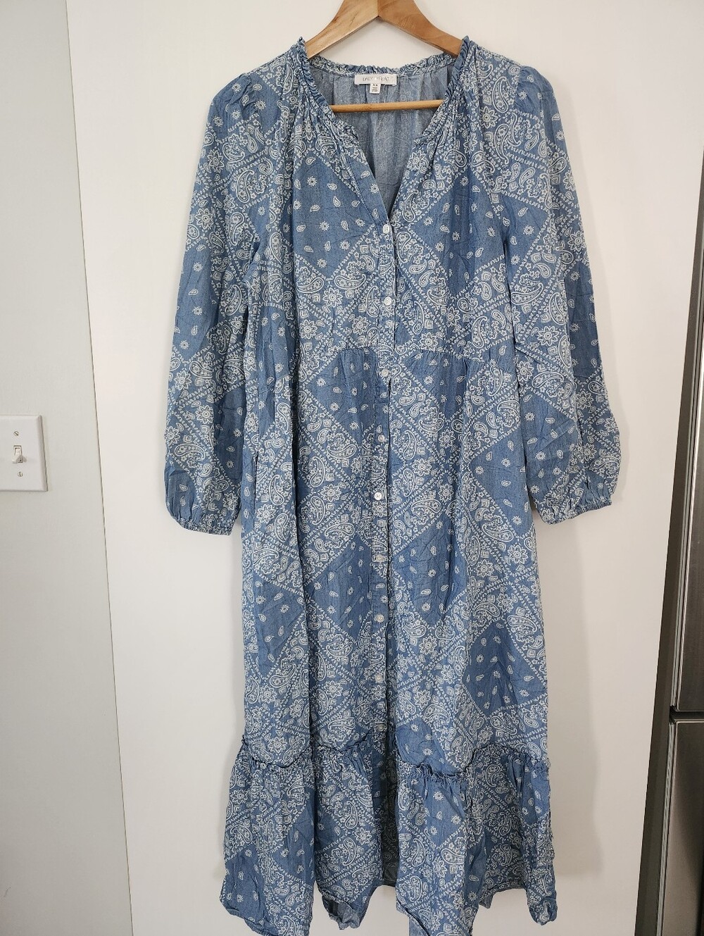 Medium Boho Chic Paisley Midi Dress Western Festival Wear Prairie Cotton Dress